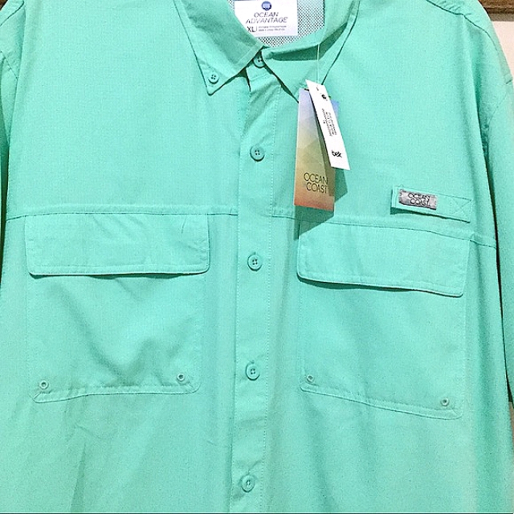 NWT Ocean Coast Advantage Aqua Fleur Shirt (XL) - Picture 4 of 10